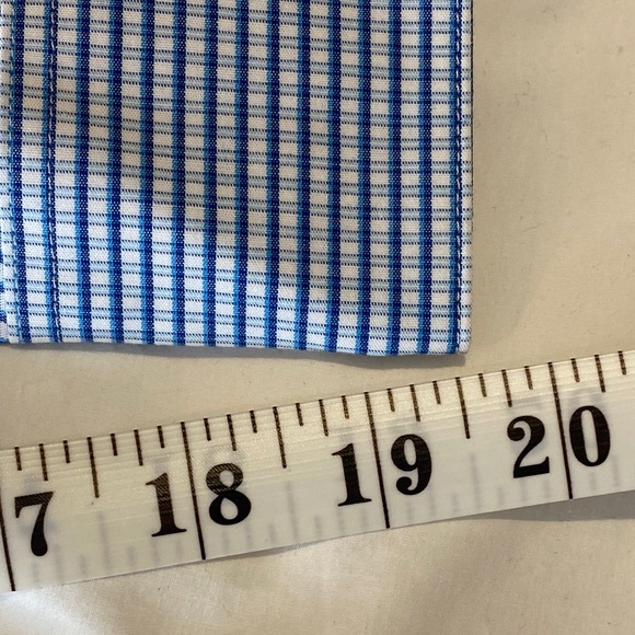 Calvin Klein Blue Gingham Cotton Dress Shirt Business 17.5 32/33 - Picture 15 of 16